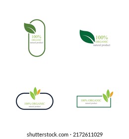 ilustración vectorial de la plantilla de diseño de conjunto de logotipos orgánicos 100%
