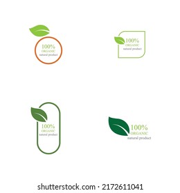 vector illustration of 100% organic logo set illustration design template