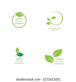 vector illustration of 100% organic logo set illustration design template