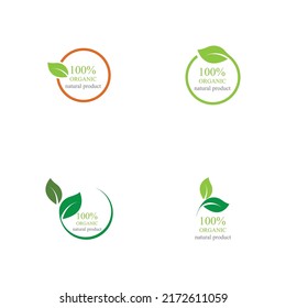 vector illustration of 100% organic logo set illustration design template