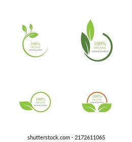 vector illustration of 100% organic logo set illustration design template