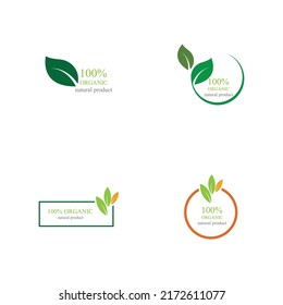 vector illustration of 100% organic logo set illustration design template