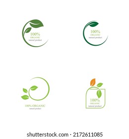 vector illustration of 100% organic logo set illustration design template