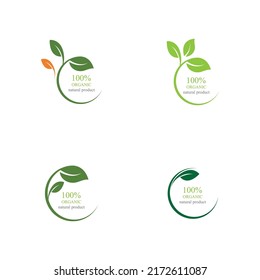 vector illustration of 100% organic logo set illustration design template