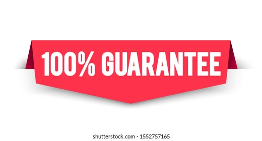 Vector Illustration 100 Percent Guarantee Label. Modern Web Corner Banner Element