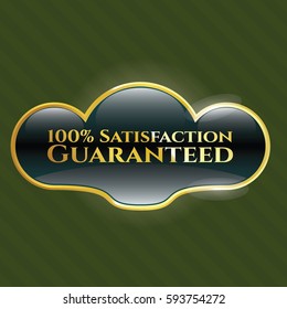 Vector Illustration of 100% Satisfaction Guaranteed golden badge
