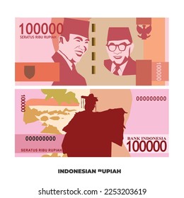 Vector Illustration of 100000 Indonesian rupiah note Isolated on white background, scalable and editable eps