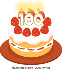 Vector Illustration Of 100th Birthday Cake