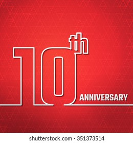 Vector Illustration Of 10th Anniversary Outline For Design, Website, Background, Banner. Jubilee Silhouette Element Template For Greeting Card