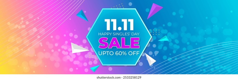 Vector illustration of 11 11 Singles' Day Sale social media template