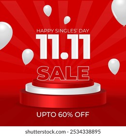 Vector illustration of 11 11 Singles' Day Sale social media template