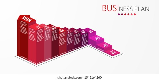 Vector illustration of 11 steps to success with goals, can be used for infographic, diagrams, design.