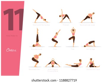 Vector Illustration Of 11 Yoga Illustration To Detox Your Body