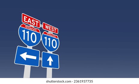 vector illustration of 110 kmh speed limit on Blue Street Traffic Signs