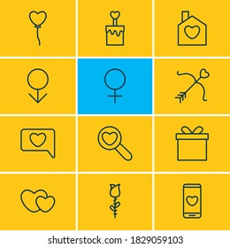 Vector illustration of 12 amour icons line style. Editable set of find, soul, man and other icon elements.