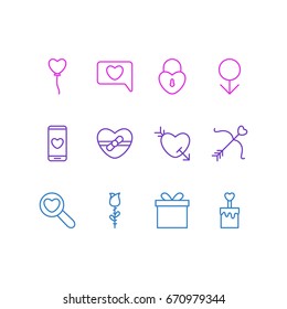 Vector Illustration Of 12 Amour Icons. Editable Pack Of Arrow, Lock, Magnifier And Other Elements.