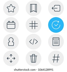 Vector illustration of 12 app icons line style. Editable set of move, grid, star and other icon elements.