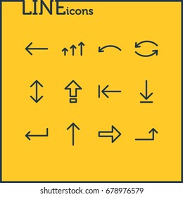 Vector Illustration Of 12 Arrows Icons. Editable Pack Of Exchange, Turn, Shrift And Other Elements.