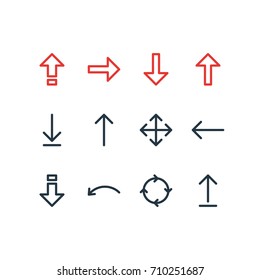 Vector Illustration Of 12 Arrows Icons. Editable Pack Of Widen, Left, Circle And Other Elements.