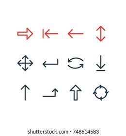 Vector Illustration Of 12 Arrows Icons. Editable Pack Of Tab, Exchange, Loading And Other Elements.