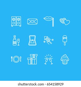 Vector Illustration Of 12 Banquet Icons. Editable Pack Of Cupcake, Soul, Carnaval Mask And Other Elements.