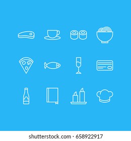 Vector Illustration Of 12 Cafe Icons. Editable Pack Of Bowl, Hat, Alcohol And Other Elements.