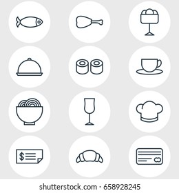 Vector Illustration Of 12 Cafe Icons. Editable Pack Of Account, Bowl, Tea And Other Elements.