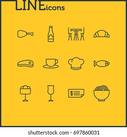Vector Illustration Of 12 Cafe Icons. Editable Pack Of Hat, Account, Tea And Other Elements.