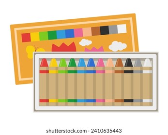 Vector illustration of 12 colored crayons