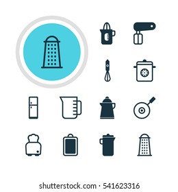 Vector Illustration Of 12 Cooking Icons. Editable Pack Of Tea, Shaker, Whisk And Other Elements.