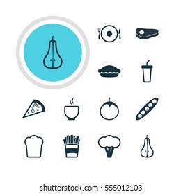 Vector Illustration Of 12 Cooking Icons. Editable Pack Of Flan, Serving, Sirloin And Other Elements.