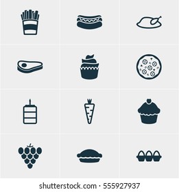 Vector Illustration Of 12 Cooking Icons. Editable Pack Of Streetfood, Vineyard, Grill And Other Elements.