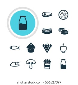Vector Illustration Of 12 Cooking Icons. Editable Pack Of Muffin, Seafood, Streetfood And Other Elements.