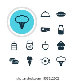 Vector Illustration Of 12 Cooking Icons. Editable Pack Of Pastry, Sirloin, Bowl And Other Elements.