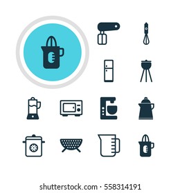 Vector Illustration Of 12 Cooking Icons. Editable Pack Of Whisk, Oven, Carafe And Other Elements.