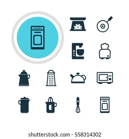 Vector Illustration Of 12 Cooking Icons. Editable Pack Of Shaker, Jug, Skillet And Other Elements.