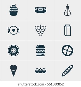Vector Illustration Of 12 Cooking Icons. Editable Pack Of Serving, Muscat, Sandwich Elements.