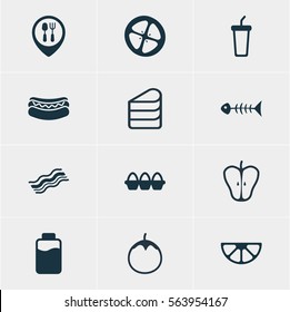 Vector Illustration Of 12 Cooking Icons. Editable Pack Of Lactose, Love Apple, Egg Container And Other Elements.