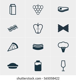 Vector Illustration Of 12 Cooking Icons. Editable Pack Of Goblet, Lactose, Beefsteak And Other Elements.