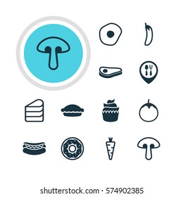 Vector Illustration Of 12 Cooking Icons. Editable Pack Of Patisserie, Restaurant, Flan And Other Elements.
