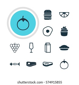 Vector Illustration Of 12 Cooking Icons. Editable Pack Of Milk, Muscat, Skeleton And Other Elements.