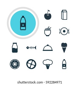 Vector Illustration Of 12 Cooking Icons. Editable Pack Of Cruet, Berry Type, Drink Bottle And Other Elements.