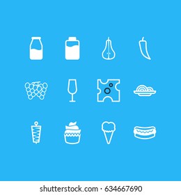 Vector Illustration Of 12 Cooking Icons. Editable Pack Of Sundae, Duchess, Goblet And Other Elements.