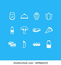 Vector Illustration Of 12 Cooking Icons. Editable Pack Of Bulgarian Vegetable, Egg Container, Cruet And Other Elements.