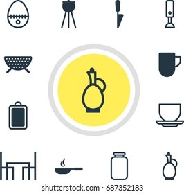 Vector Illustration Of 12 Cooking Icons. Editable Pack Of Breakfast, Carafe, Can And Other Elements.