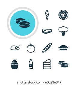 Vector Illustration Of 12 Cuisine Icons. Editable Pack Of Grill, Drink Bottle, Biscuit And Other Elements.
