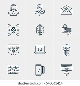 Vector Illustration Of 12 Data Icons. Editable Pack Of Safety Key, Easy Payment, Data Security And Other Elements.