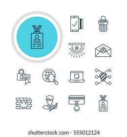 Vector Illustration Of 12 Data Icons. Editable Pack Of Confidentiality Options, Easy Payment, Safety Key And Other Elements.