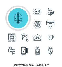 Vector Illustration Of 12 Data Icons. Editable Pack Of Safety Key, Network Protection, Easy Payment And Other Elements.