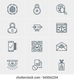 Vector Illustration Of 12 Data Icons. Editable Pack Of Safe Storage, Send Information, Data Error And Other Elements.